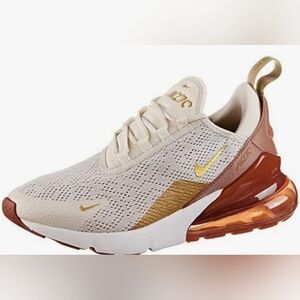 Nike Air Max 270 Cream Gold Running Sneakers Women 8.5